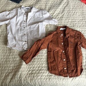 H&M Kids beige and Brown Button-Up Shirts